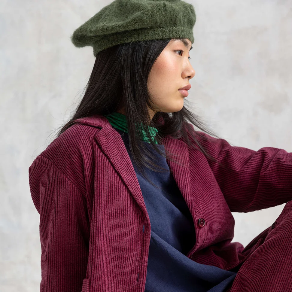 “Rime” corduroy jacket in organic cotton - burgundy