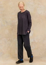 “Ellen” striped/solid-colored jersey tunic in organic cotton/modal - black/patterned