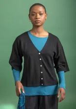 Cardigan in organic wool - black