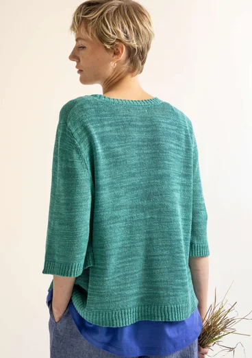 Pullover aus Leinen/Bio-Baumwolle - aqua