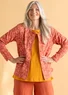 “Hazel” jersey cardigan in organic cotton/spandex (terracotta S)