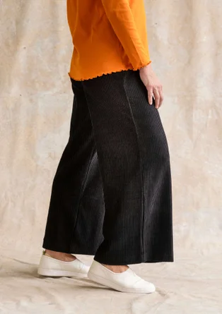 Velour pants in organic cotton/recycled polyester - black