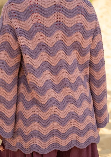 Tröja "Rose" i återvunnen bomull - malva/randig