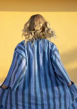 “Coimbatore” checked kimono in organic cotton - pigeon blue
