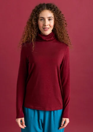 Lyocell/elastane jersey polo-neck top - pomegranate