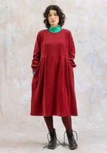 “Cornus” velour dress in organic cotton/recycled polyester - agate red