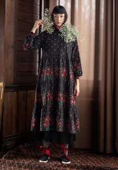 “Asta” woven organic cotton dress - svart