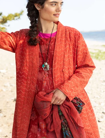 “Kavita” reversible coat in organic cotton - henna