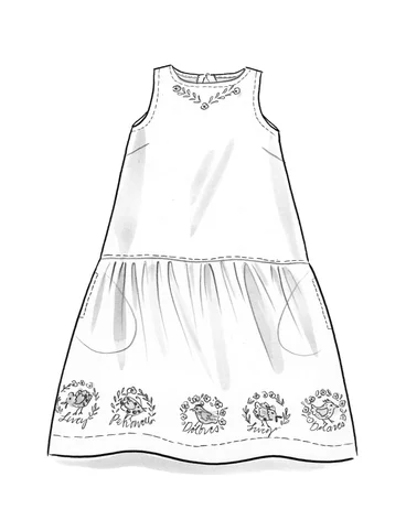 Vevd kjole «Petronella» i økologisk bomull / lin - svart