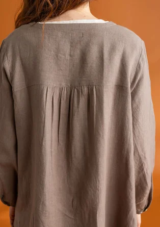 Woven “Asta” artist’s blouse in linen - light potato