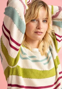 “Edna” Bästis sweater in recycled cotton - multicoloured/striped