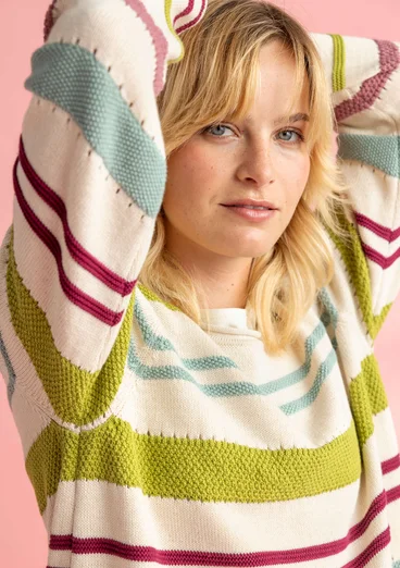 “Edna” Bästis sweater in recycled cotton - multicoloured/striped