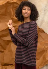 Striped long-sleeved top in organic cotton - black/aubergine