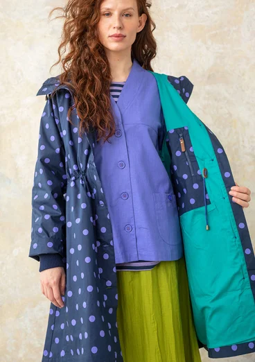 Parka "Francis" en coton biologique tissé - indigo foncé/motif