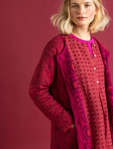 “Astrid” long cardigan in organic/recycled cotton - pomegranate