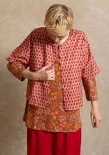 “Vendela” woven organic cotton blouse - pink salmon/patterned