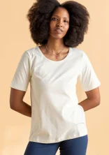 “Eleonora” organic cotton/elastane jersey top - ecru