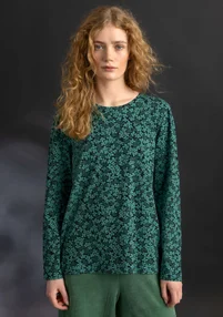 “Ylva” jersey top in organic cotton/spandex - malachite/patterned