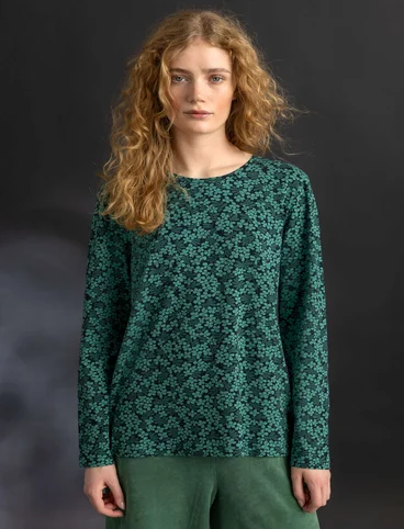 Top en jersey « Ylva » en coton biologique/élasthanne - malachite/motif