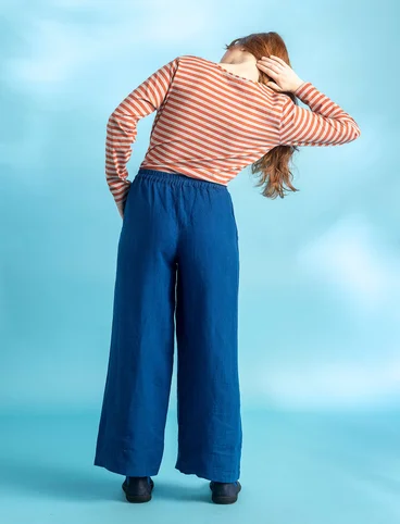 Vævede bukser "Alva" i hør - indigoblå
