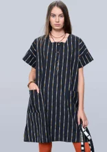 Robe "Ikat" en coton tissé - noir