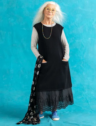 “Iris” knit fabric tunic in organic/recycled cotton - black
