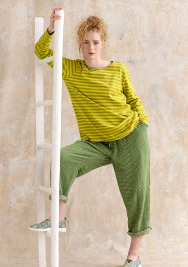 Essential striped sweater in organic cotton - asparagus/lime green