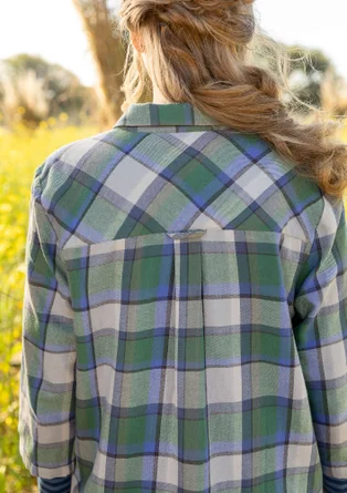 Geweven overhemdblouse "Skagen" van biologisch katoen - zeegroen