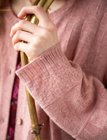 “Capella” long cardigan in lambswool - ash pink/melange