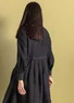 Robe "Leia" en lin tissé (noir S)