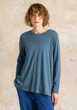 “Ellen” striped/solid-colour organic cotton/modal jersey tunic - indigo green