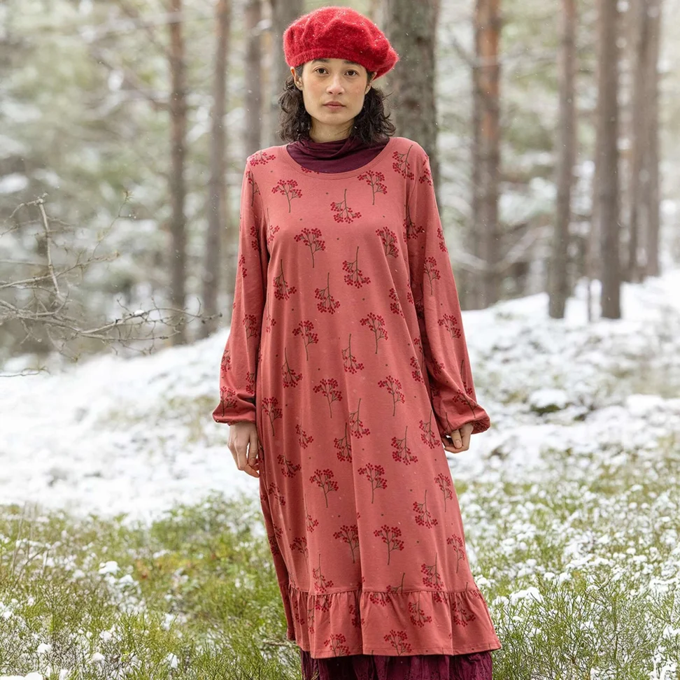 “Rönnbär” jersey dress in organic cotton/modal - gneiss