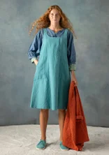 “Thessaloniki” woven overall-style dress in organic cotton/linen - teal