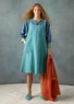 “Thessaloniki” woven organic cotton/linen pinafore dress (teal XS)