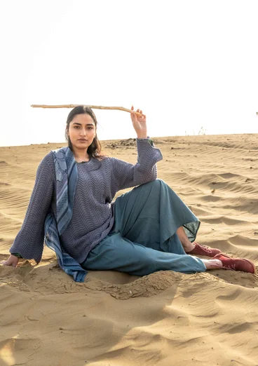 Tröja "Rose" i återvunnen bomull - ljus kimrök