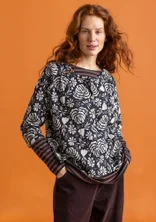 Vevd bluse «Hedda» i økologisk bomull - svart/mønstret