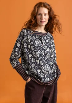 Blouse tissée « Hedda » en coton biologique - noir/motif