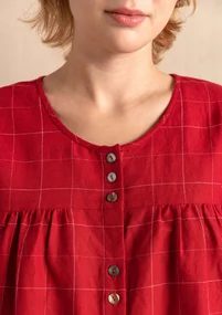 Blouse d'artiste "Greta" en tissu de coton biologique/lin - coquelicot