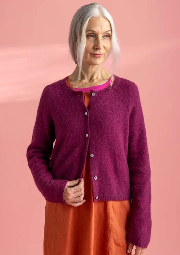 Cardigan in wool/cotton/alpaca - grape