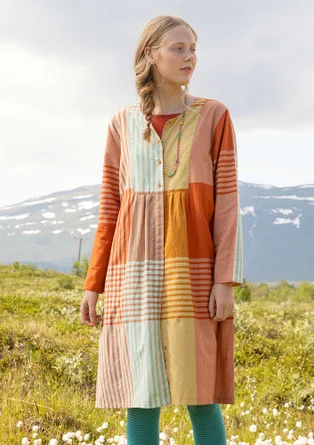 “Madras” woven dress in organic cotton - masala