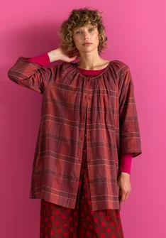 “Nora” woven artist’s blouse in organic cotton - madder red