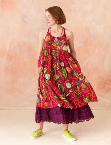 Vevd kjole «Artichoke» i økologisk bomull - mørk hibiskus
