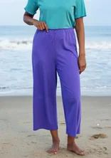 Solid-colour organic cotton jersey trousers - amethyst