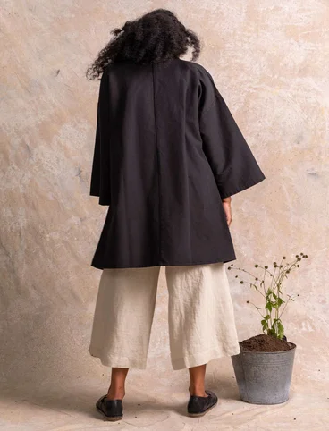 Kimonojacke aus Öko-Baumwolle/Leinen - schwarz