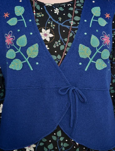 “Rimfrost” knit waistcoat in felted wool - indigo blue