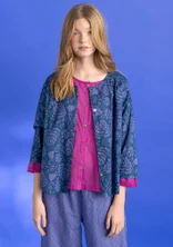 “Hedda” woven organic cotton blouse - dark petrol blue/patterned