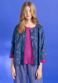 Blouse tissée « Hedda �» en coton biologique - pétrole foncé/motif