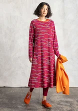 “Mona” jersey dress in cotton/spandex - red cabbage/patterned
