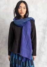 Satin-woven shawl in wool - indigo blue
