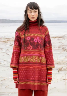 “Borealis” knit tunic in organic and recycled cotton/wool - agate red